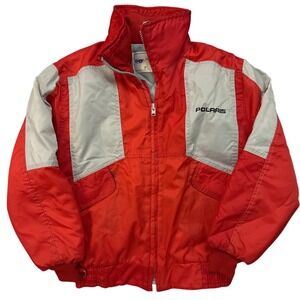Vintage Polaris Winterwear Snowmobile Jacket Red Grey Union Made USA Womens L